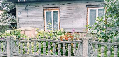Ганцевичи цветы клумба возле дома частный сектор деревенский дом улица